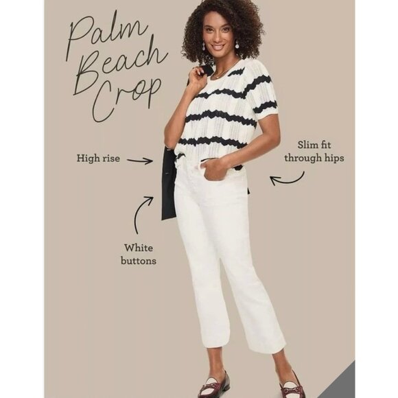Cabi 6494 Palm Beach Crop White Denim Jeans Size 4 - Picture 1 of 12